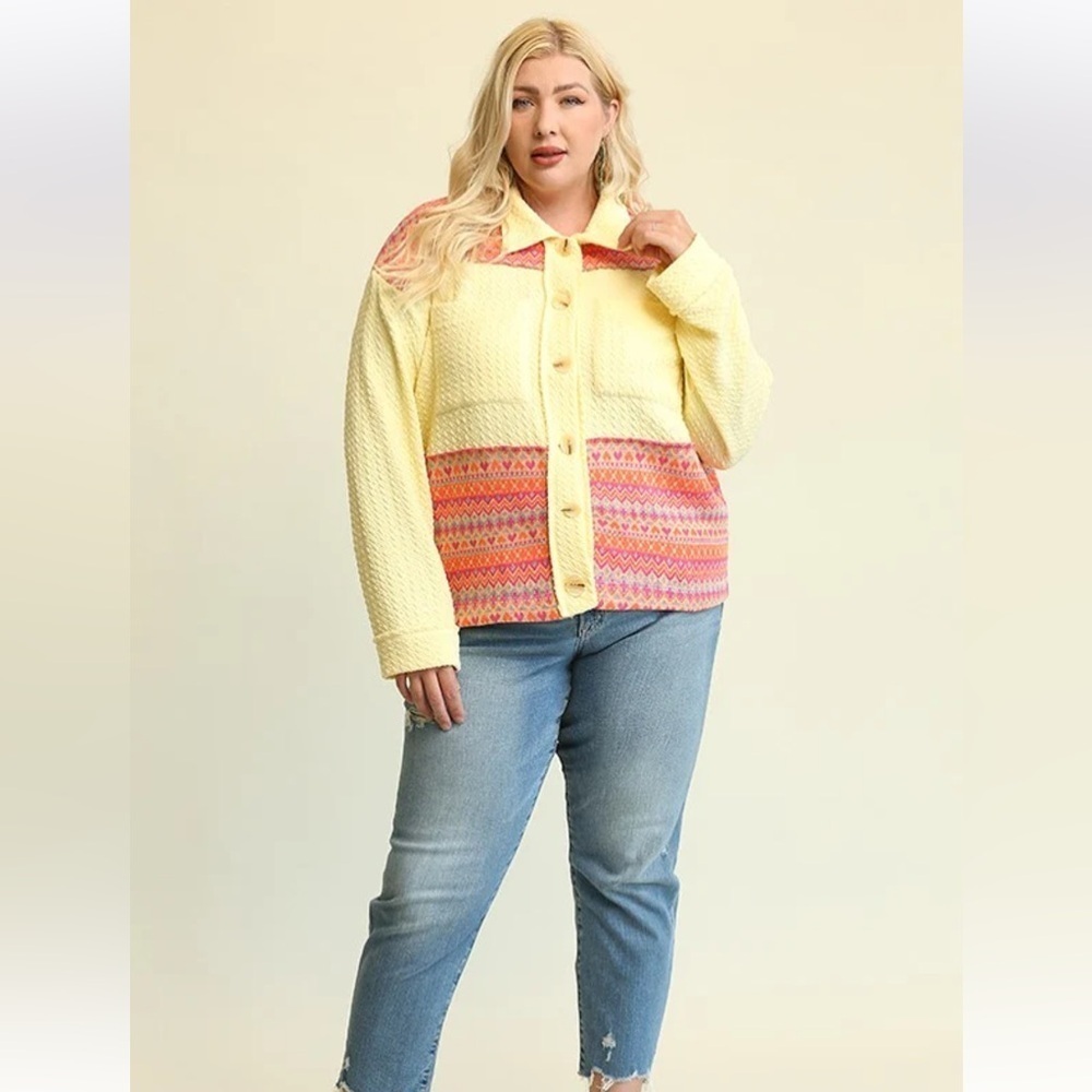 LIGHTWEIGHT SQUISHY SOFT WAFFLE SWEATER SHACKET SIZE XL NWT PLUS SIZE - Picture 3 of 13